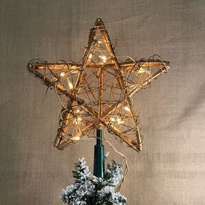 Kurt Adler 20-Light Gold Rattan Star Treetop New